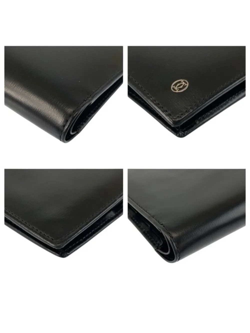 Cartier Pasha Black Silver Leather Compact Wallet